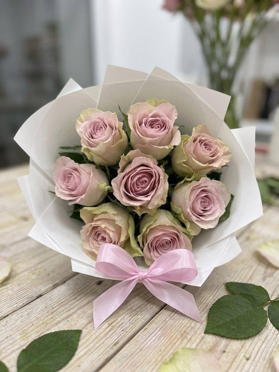 Моно-букет из розовых роз